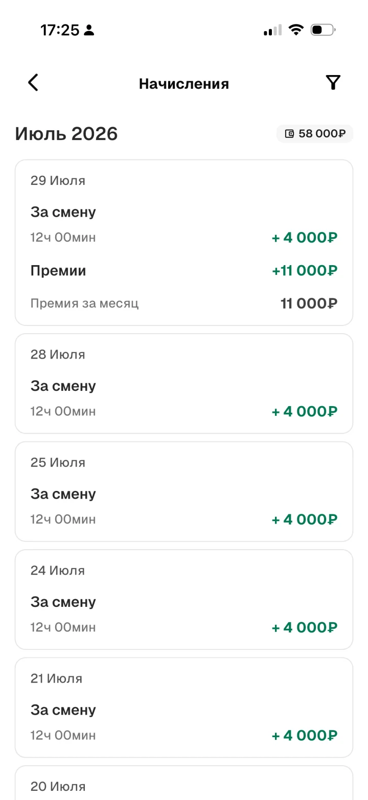 Мои начисления — приложение Apartex