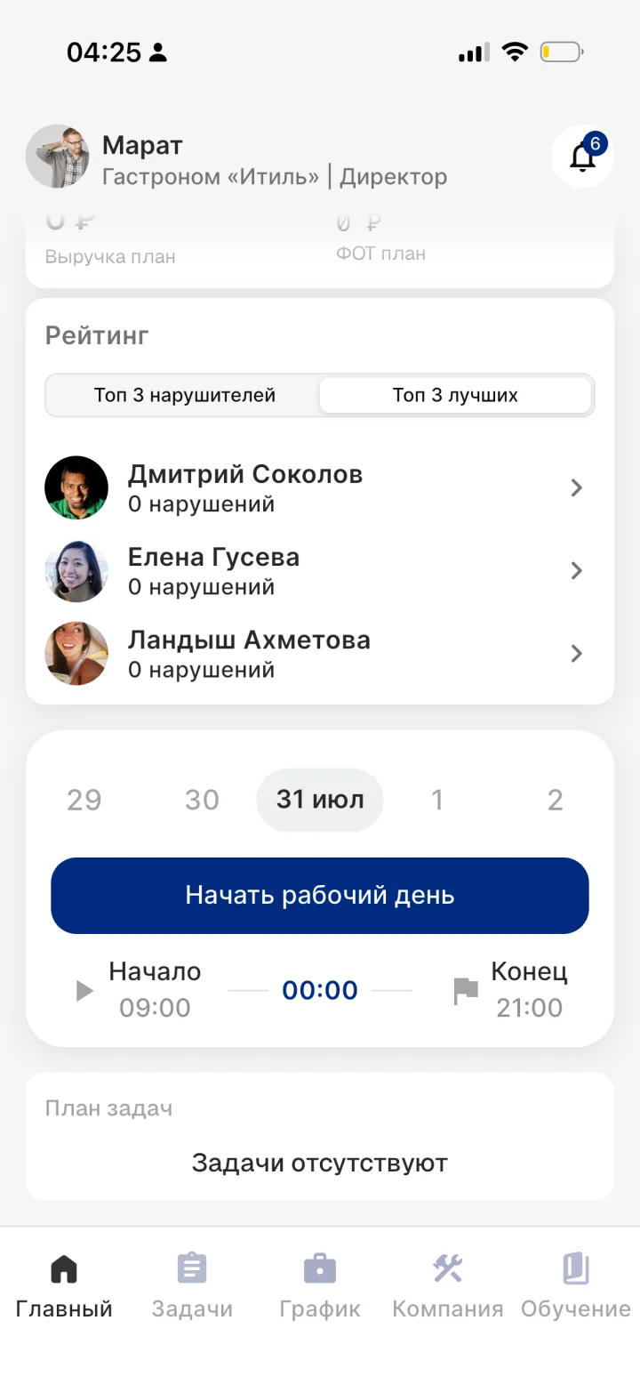 Рейтинг сотрудников — приложение Apartex
